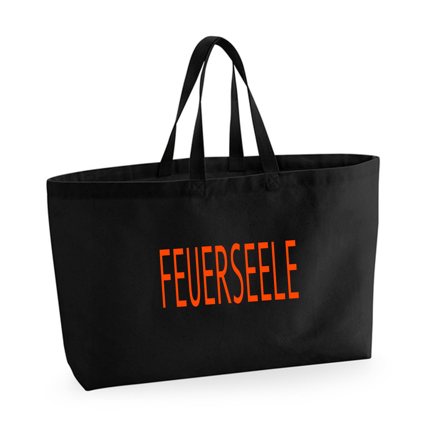 FEUERSEELE Oversized Canvas Bag Schwarz/Orange – boldes Statement für Frauen, die brennen. Limited Edition by Mimi Schnee.
