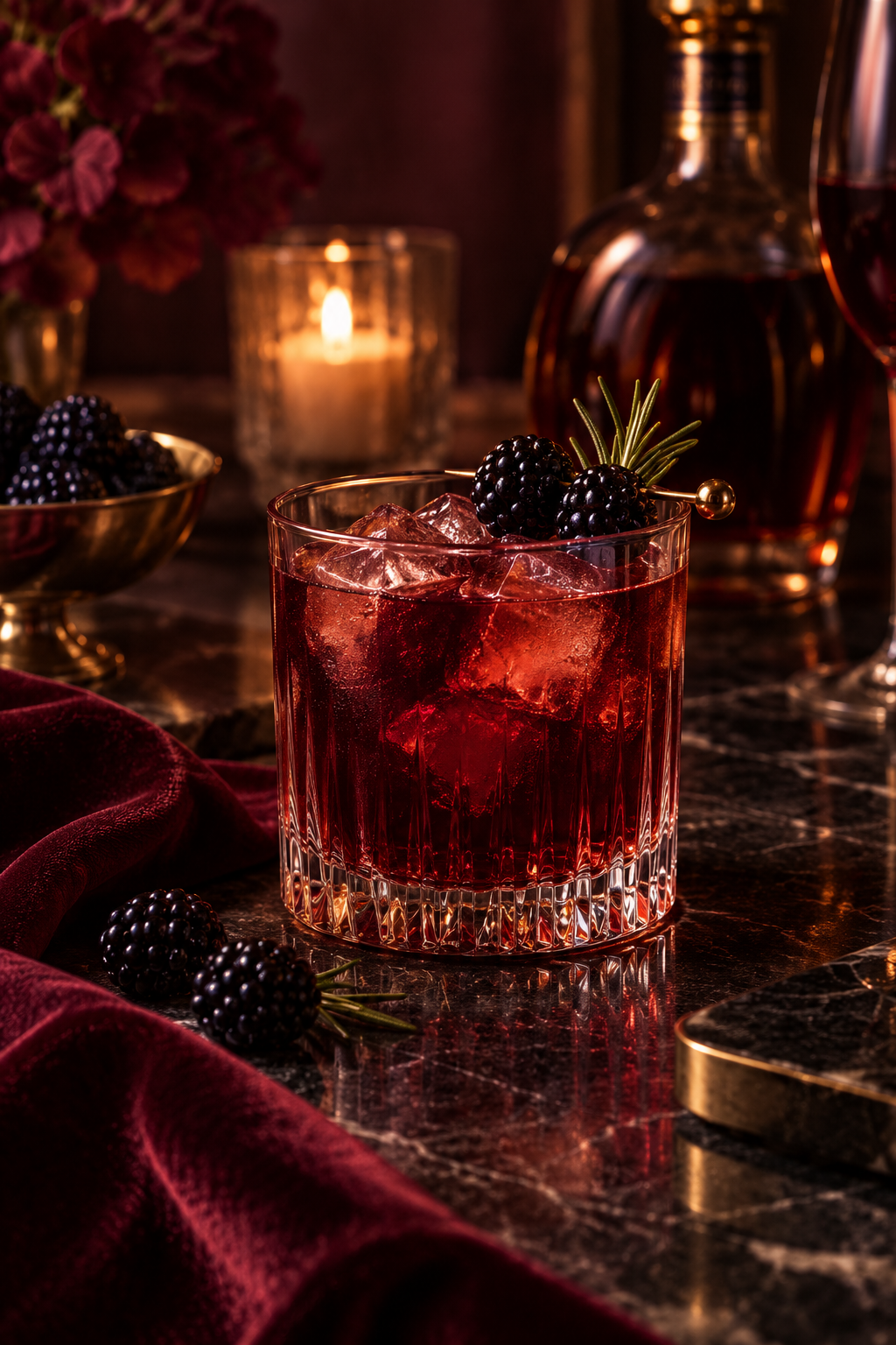 THE BURGUNDY TABLE Signature Drinks – luxuriöser burgunderroter Cocktail